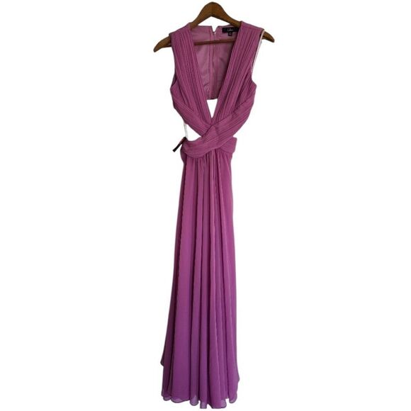 Lulus Vivid Imagination Lilac Pink Cutout Maxi Chiffon V Neck Dress Small NEW - Picture 8 of 16